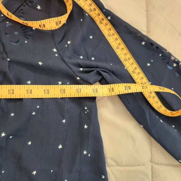 Maeve Anthropologie Teni blue star laser cut blouse top shirt - Picture 8 of 12